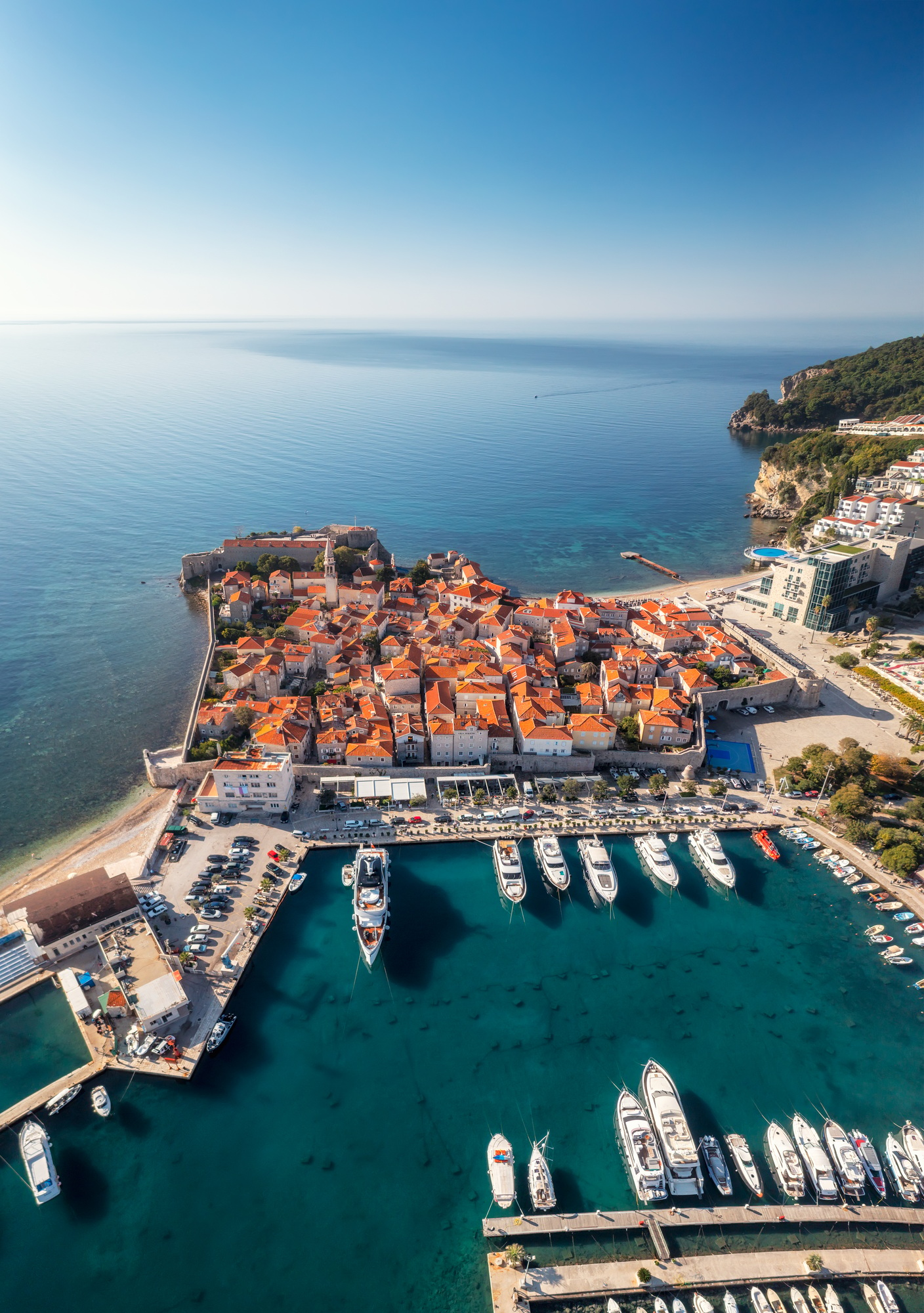 Panoramic view with the city of Budva in Montenegro